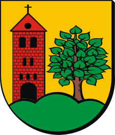 Herb gminy Wierzchowo przedstawia w polu złotym na trójwzgórzu zielonym wieżę kościelną czerwoną, obok której lipa zielona o pniu naturalnym